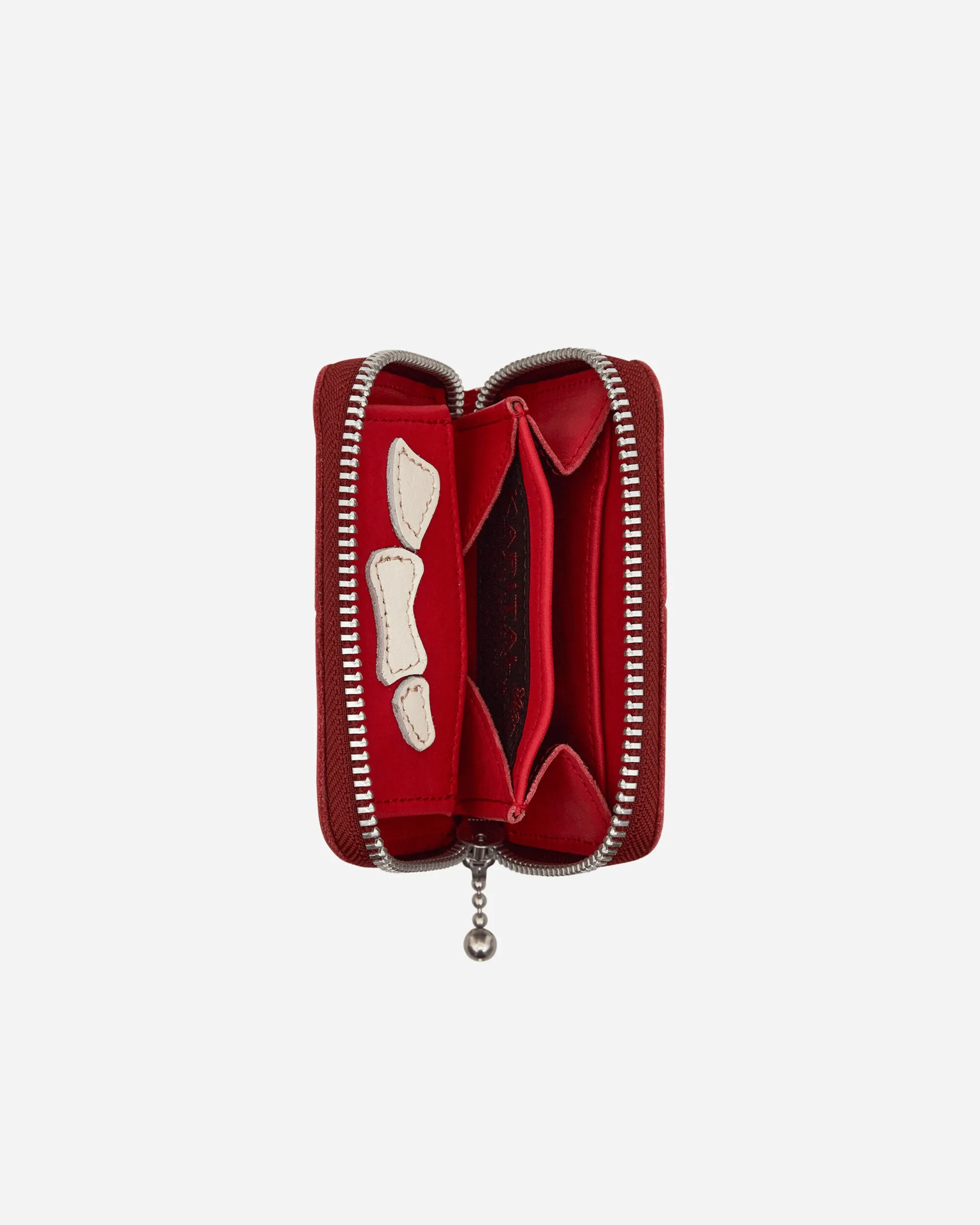 Thumb-Up Bone Hand Zip Mini Wallet Red