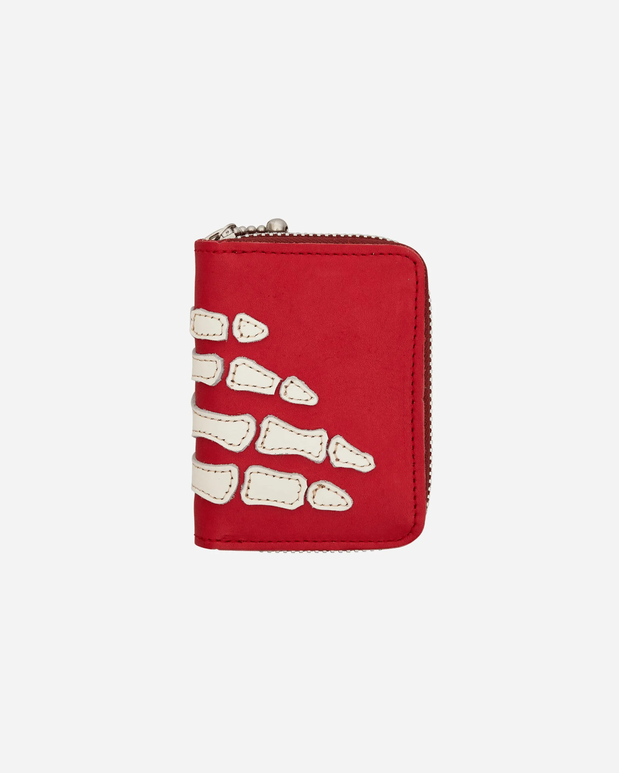Thumb-Up Bone Hand Zip Mini Wallet Red