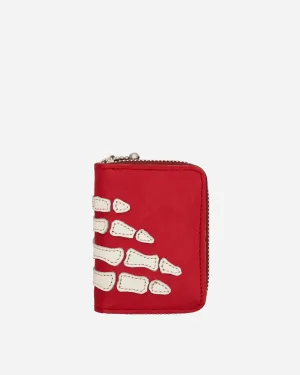 Thumb-Up Bone Hand Zip Mini Wallet Red