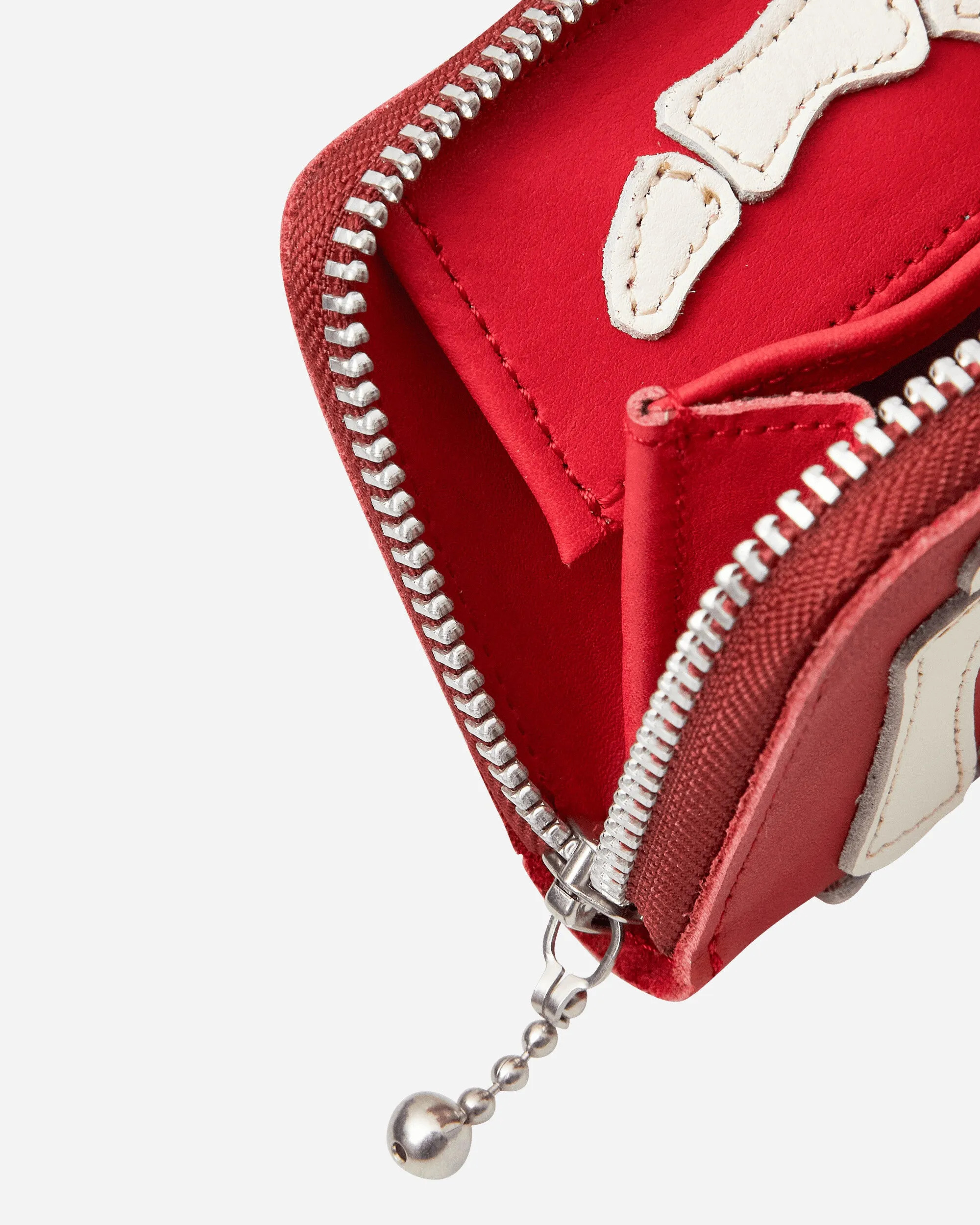 Thumb-Up Bone Hand Zip Mini Wallet Red