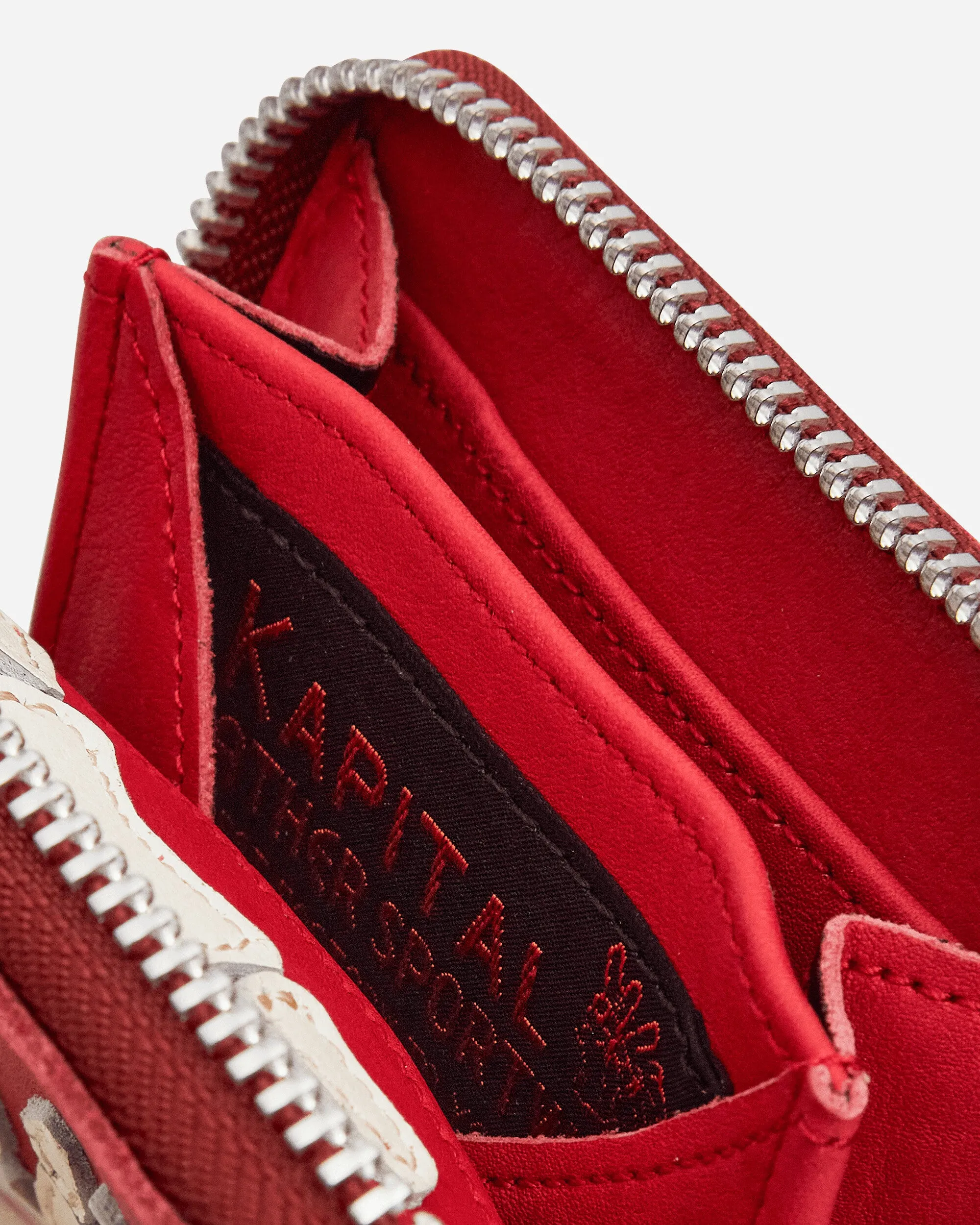 Thumb-Up Bone Hand Zip Mini Wallet Red