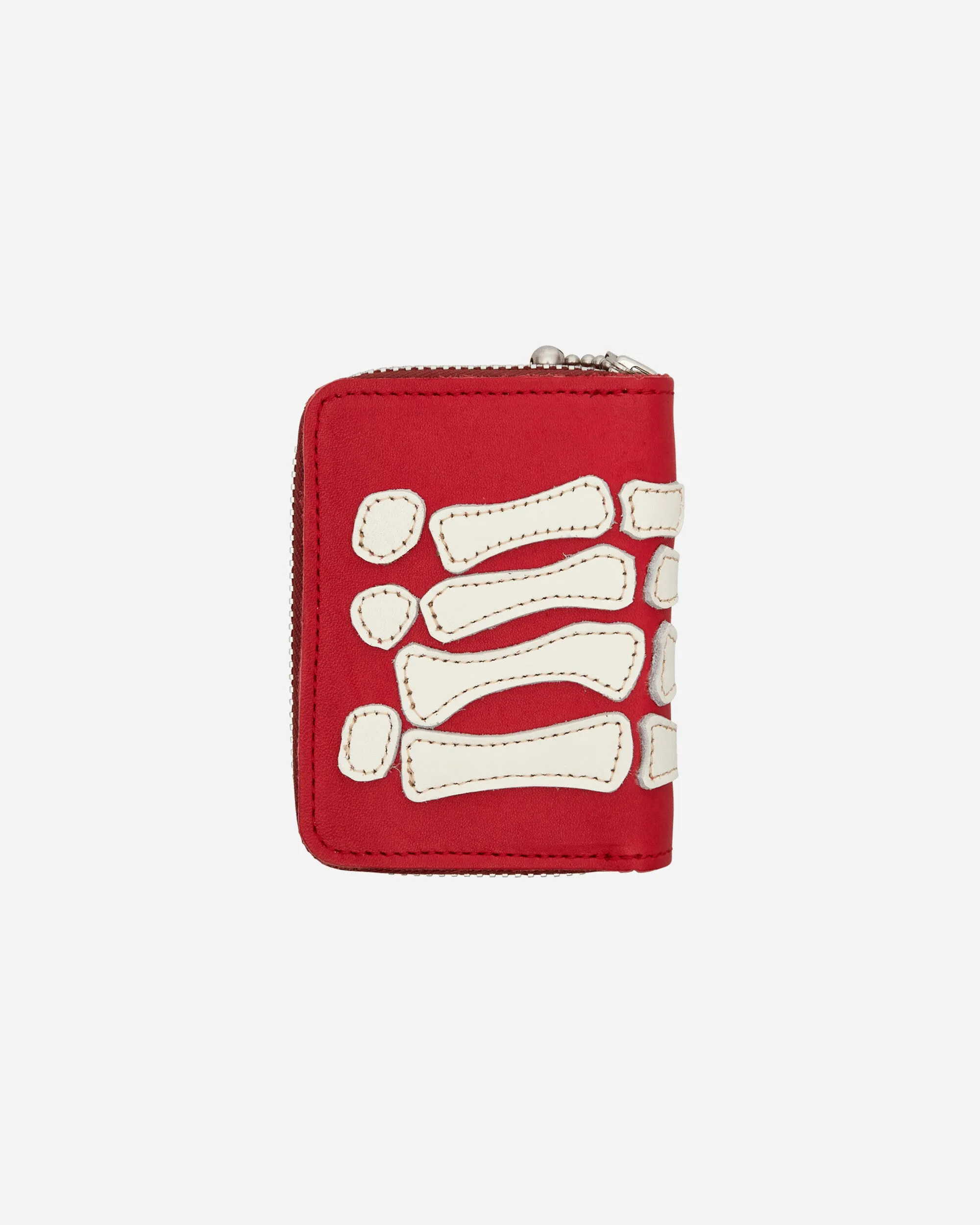 Thumb-Up Bone Hand Zip Mini Wallet Red