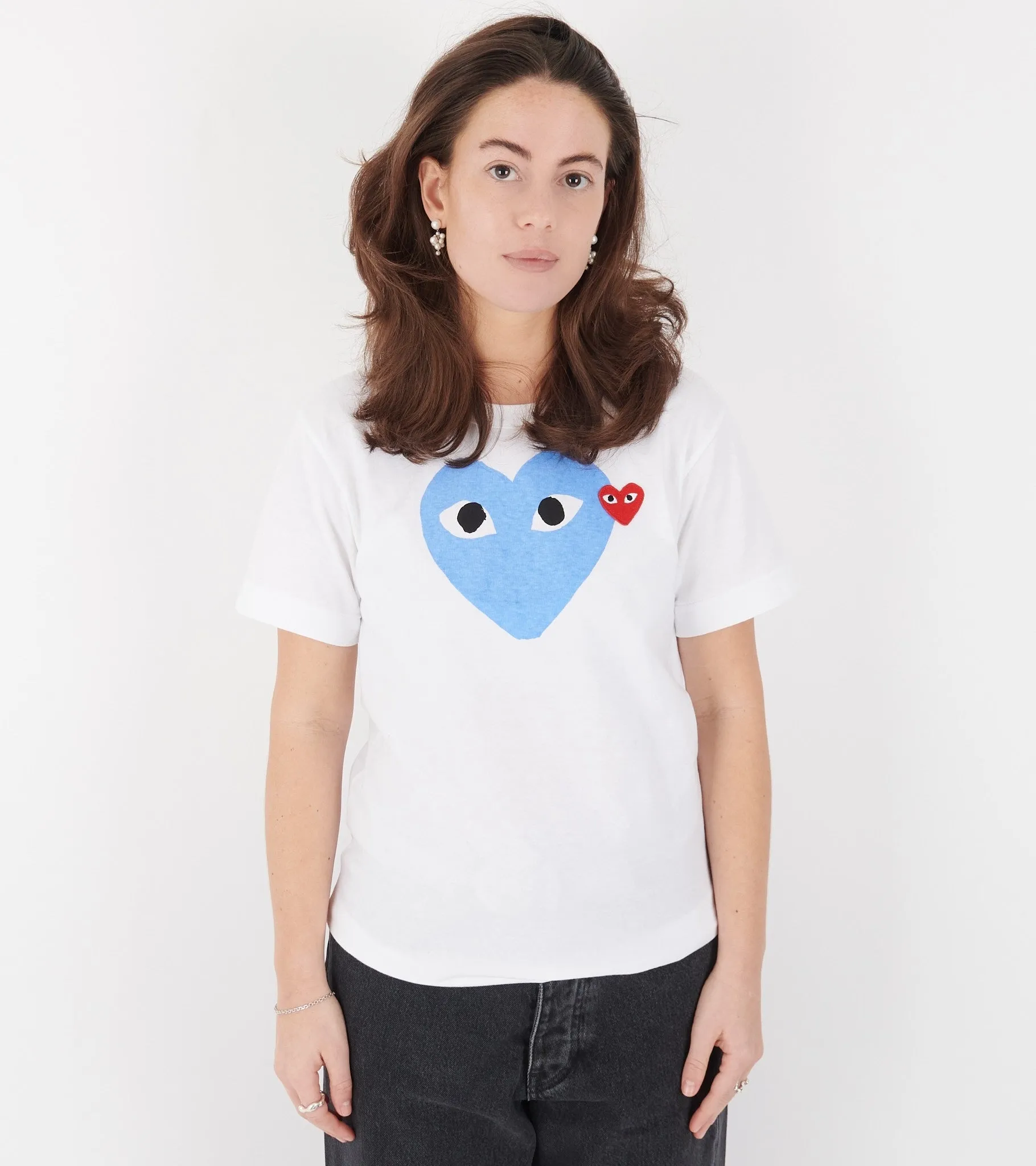 U Big Blue Heart T-shirt White