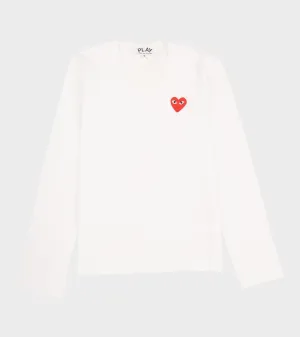 U Red Heart LS T-Shirt White