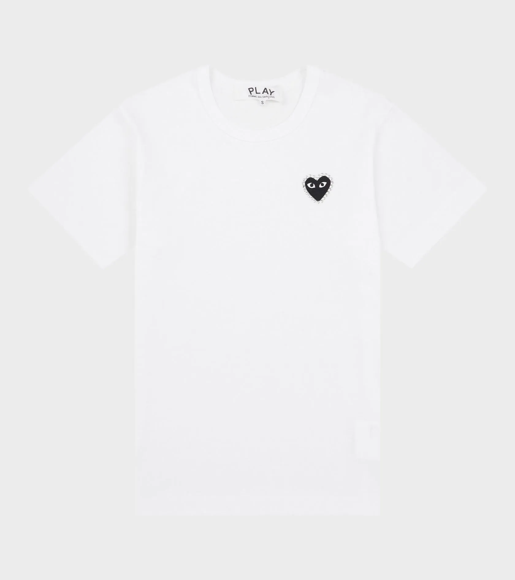 U T-Shirt Black Rhinestone Emblem White