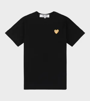 U T-Shirt Gold Heart Black
