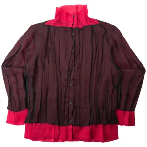 Vintage Issey Miyake Layered Button Up Blouse Shirt Womens Size S