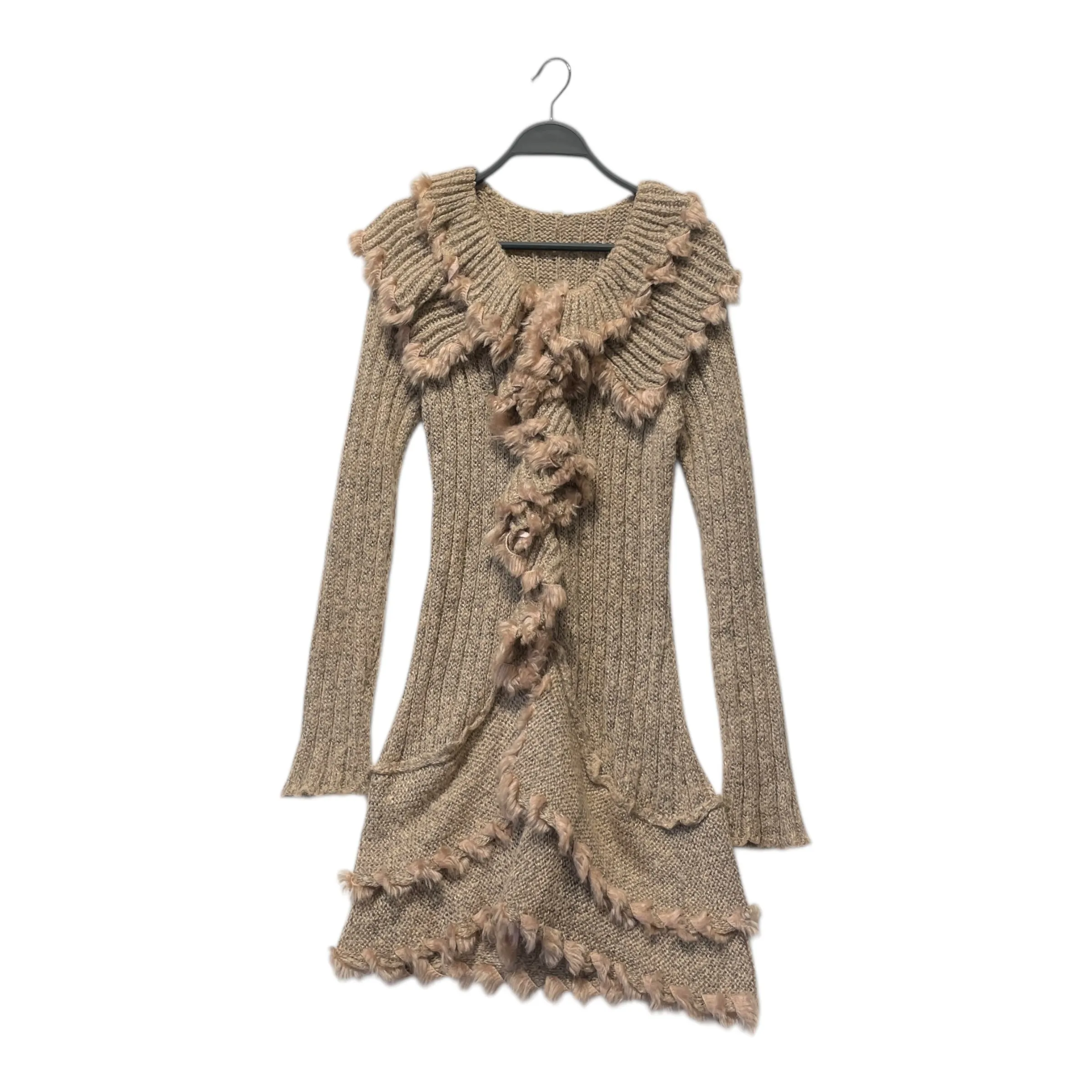 Vintage/Cardigan/Border/Cotton/PNK/Layered/FAIRY VIBES/ PINK FLUFFY TRIM
