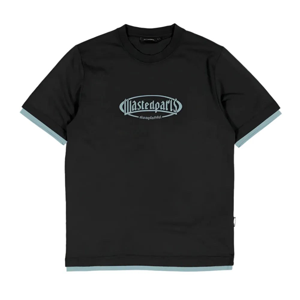 WASTED PARIS YARD T-NINE T-SHIRT // BLACK/LIGHT BLUE