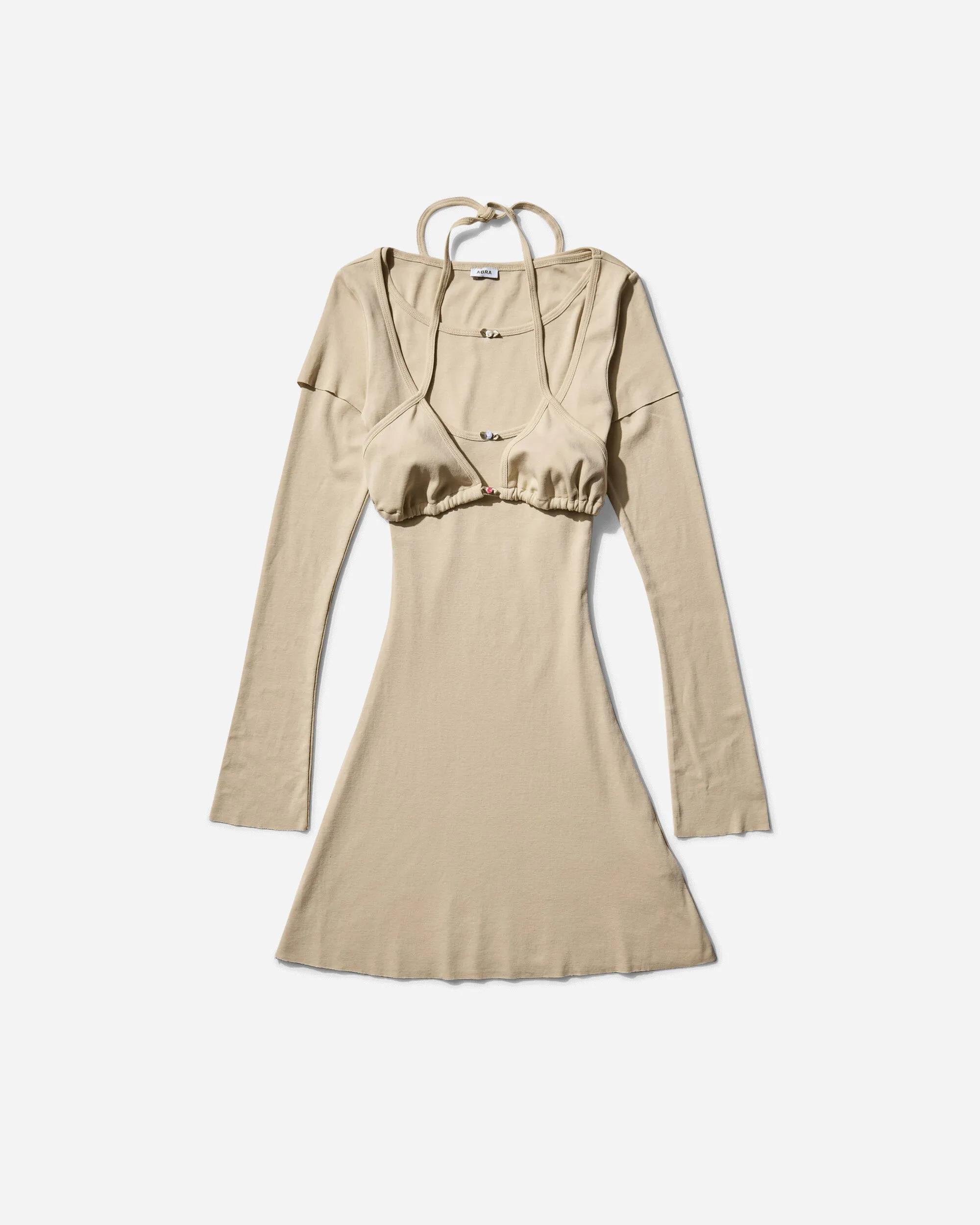 Women's Overlayered Dress Beige