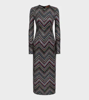 Zig Zag Glitter Dress Multicolour